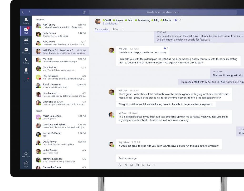 Teams conversation layout
